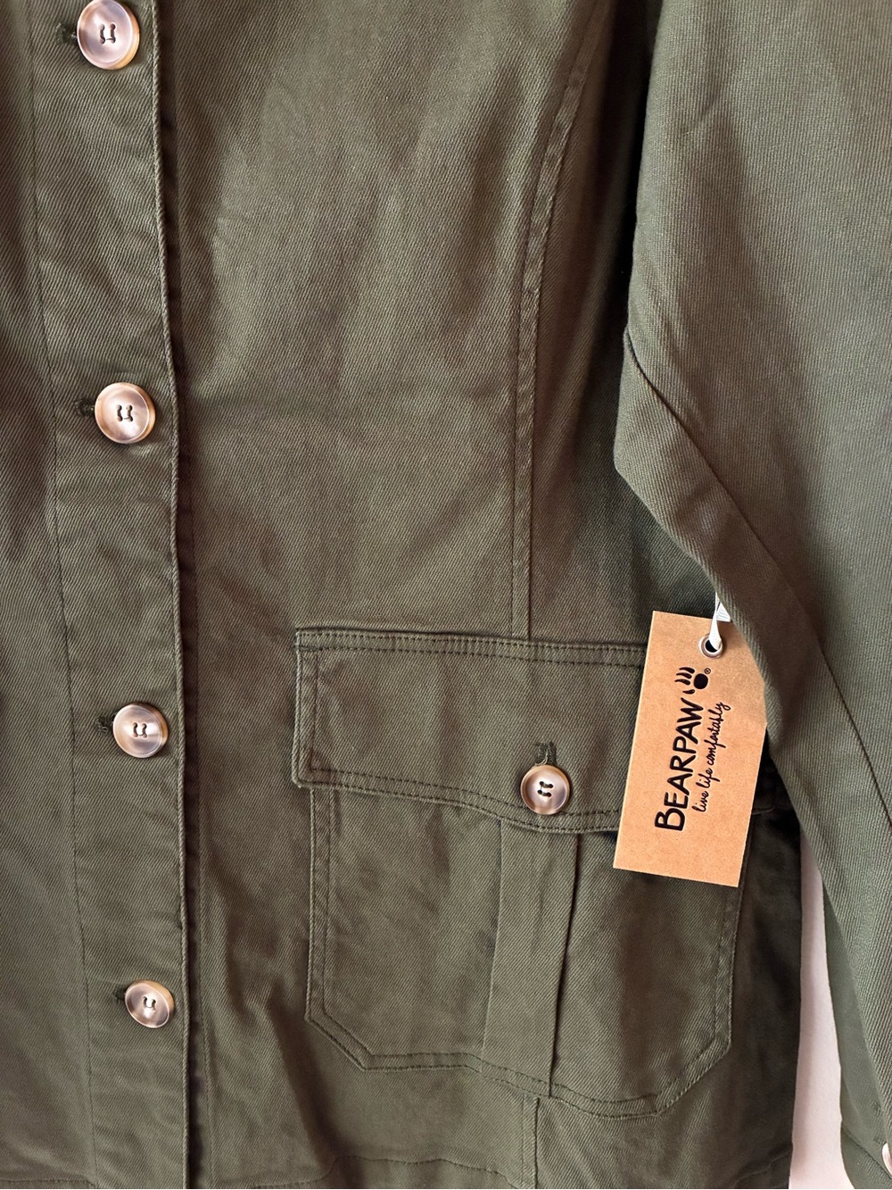 BearPaw Olive Utility Jacket with Button Front - Picture 2 of 8